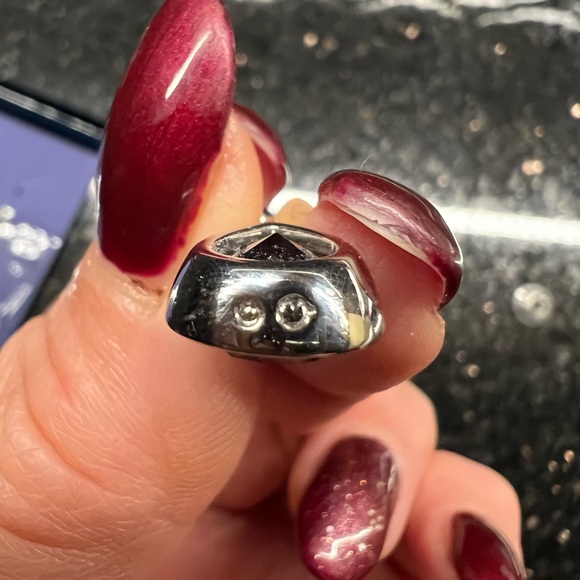 Swarovski Crystal Dangle Pierced Earrings w/ Sapphire Blue Stone - Picture 4 of 6